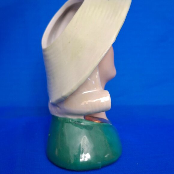 Vintage Ucagco Porcelain Green Hat Lady Head Vase - Picture 2 of 7